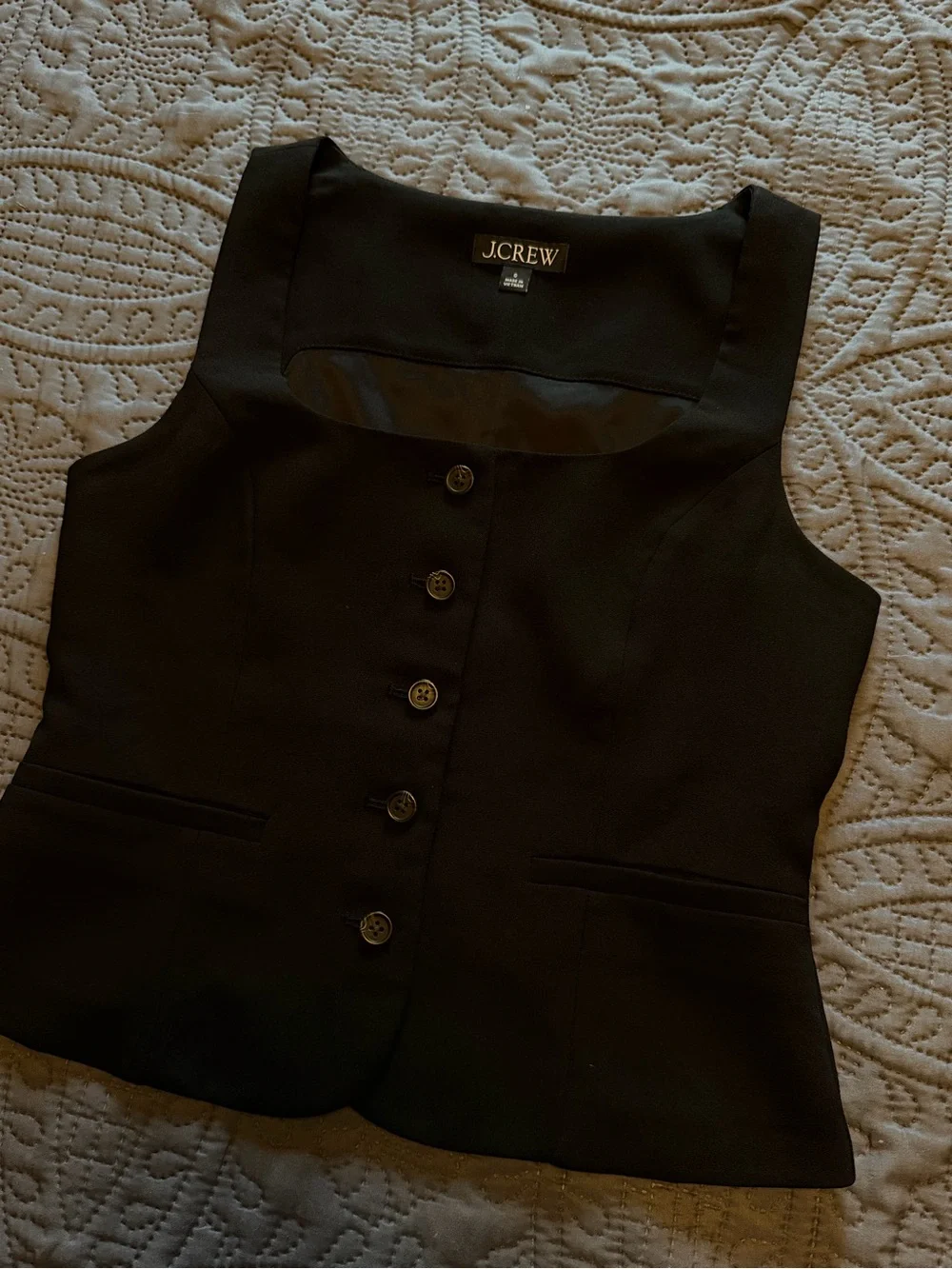 NWOT J. Crew Black Sleeveless Button-Front Tailored Top